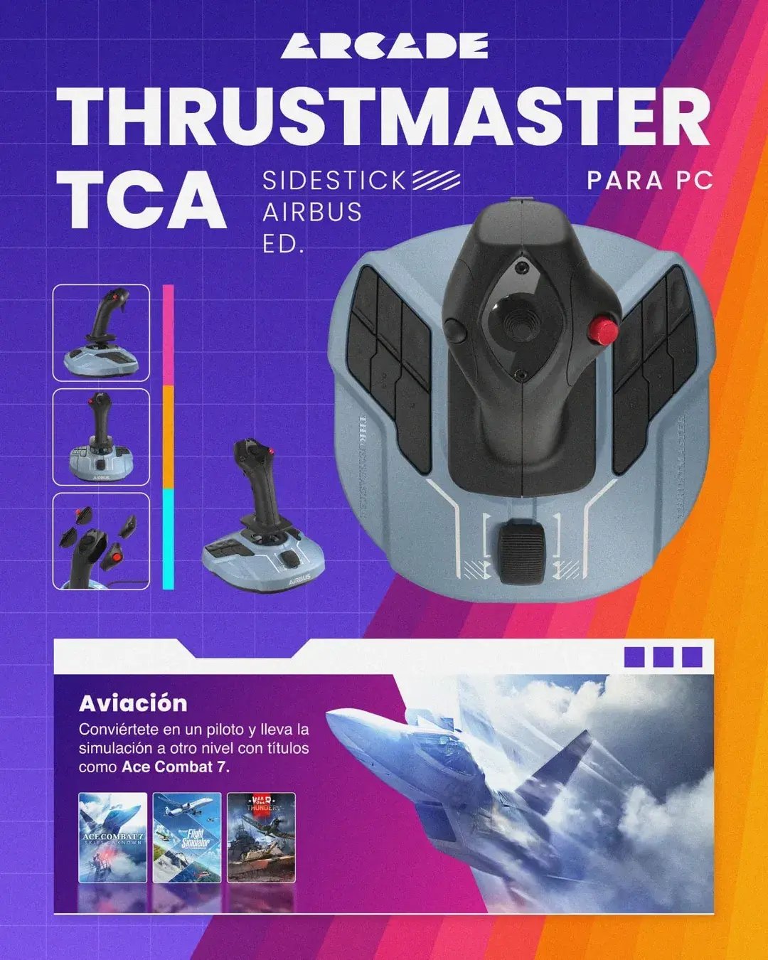 ¡Nuevos accesorios en Arcade!  ¡La experiencia gamer sube de nivel!   Ya puedes probar en Arcade nuestros nuevos accesorios de simulación-  Thrustmaster T80 RW Ferrari GTB – Vive la adrenalina del simracing con su volante y pedale (2)